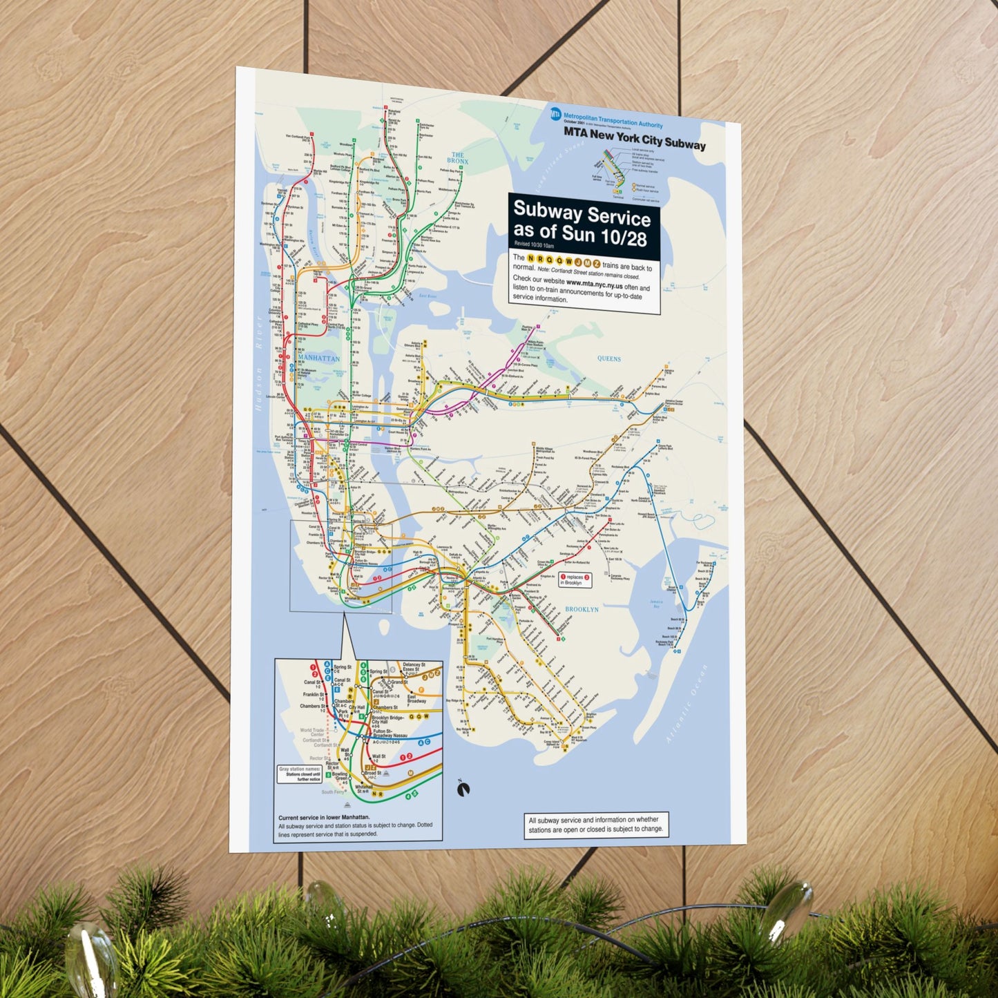 MTA NYC Subway Map Poster October 28, 2001 (1 Month After 9/11)