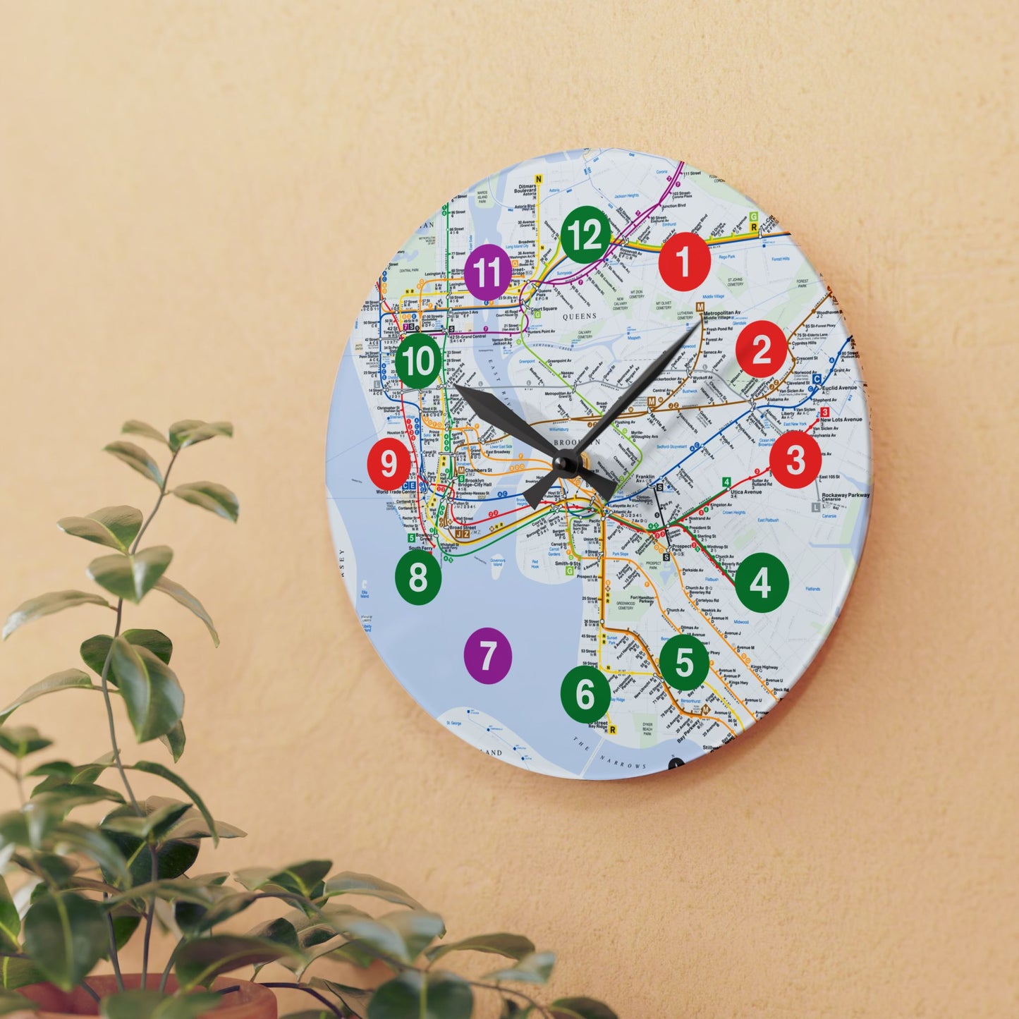 Acrylic (IRT Subway/With Map) Wall Clock
