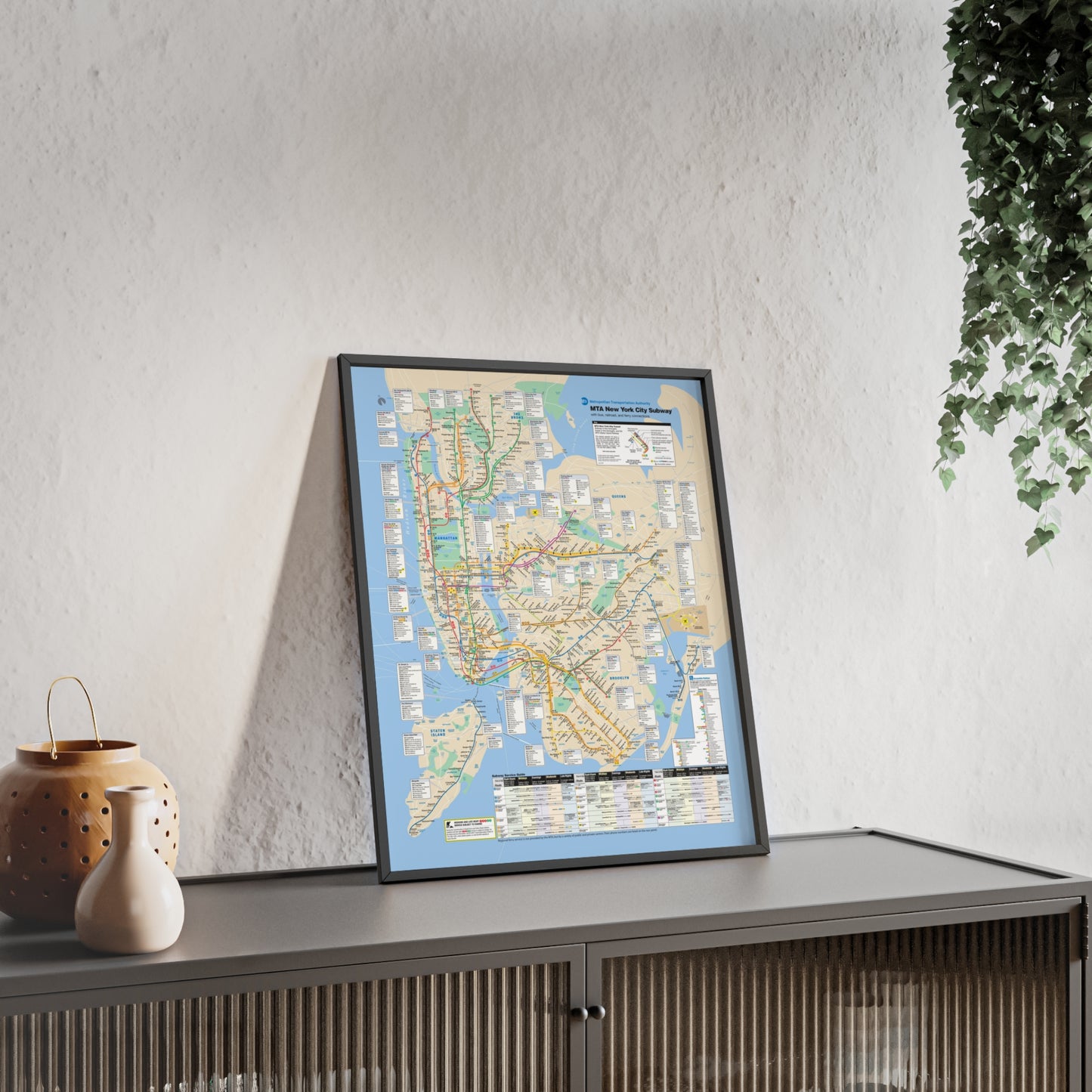 MTA NYC Subway Map April 2007 Poster with Wooden Frame - Wall Art, Home Decor
