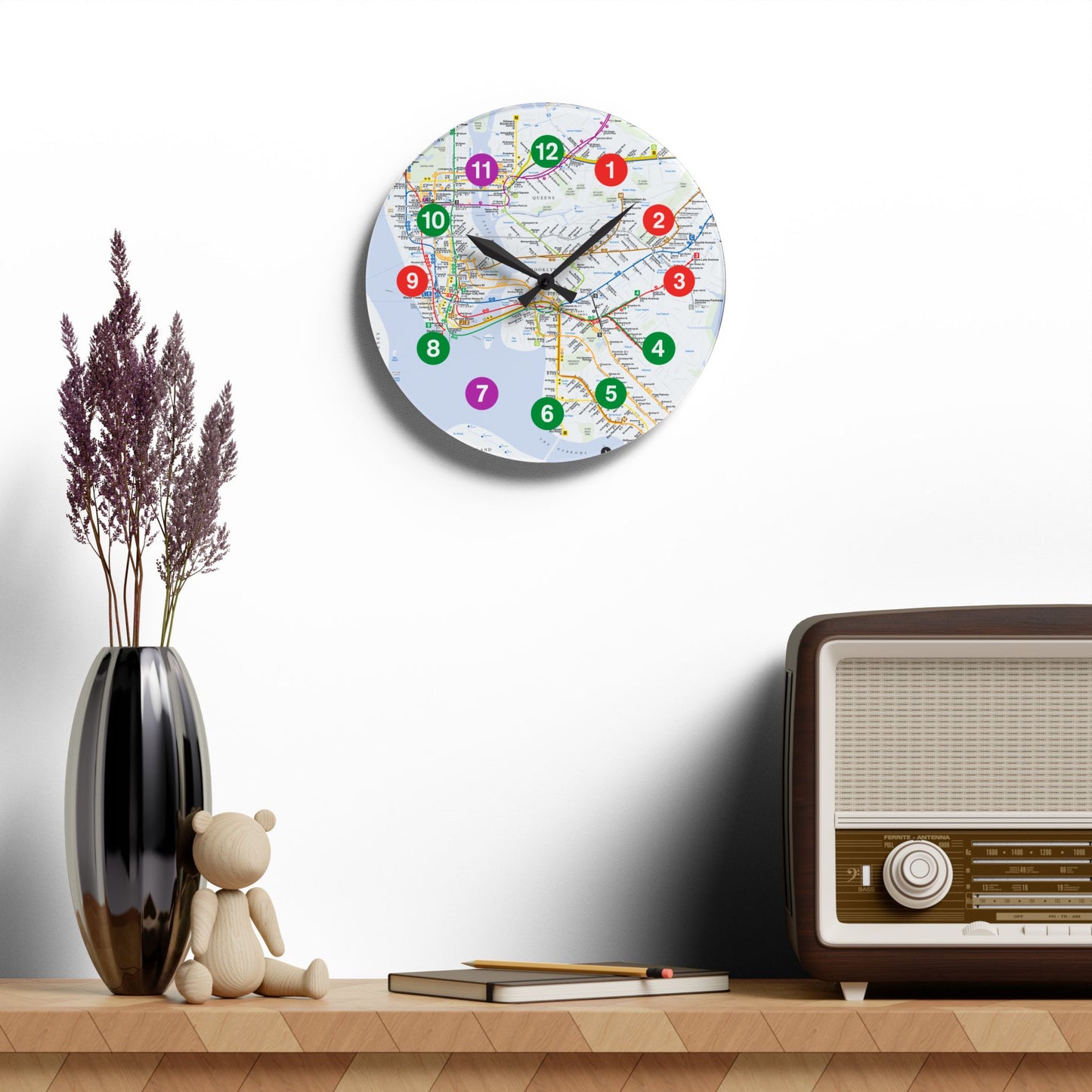 Acrylic (IRT Subway/With Map) Wall Clock