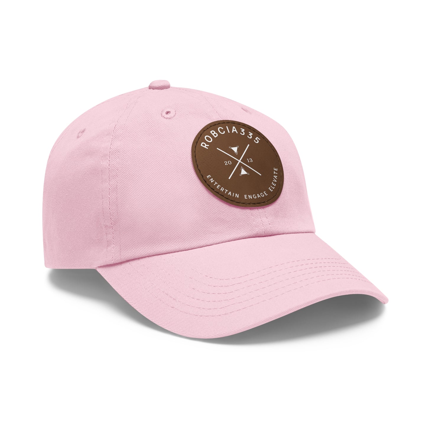 "Robcia335 Est. 2013" Dad Hat with Leather Patch (Round)