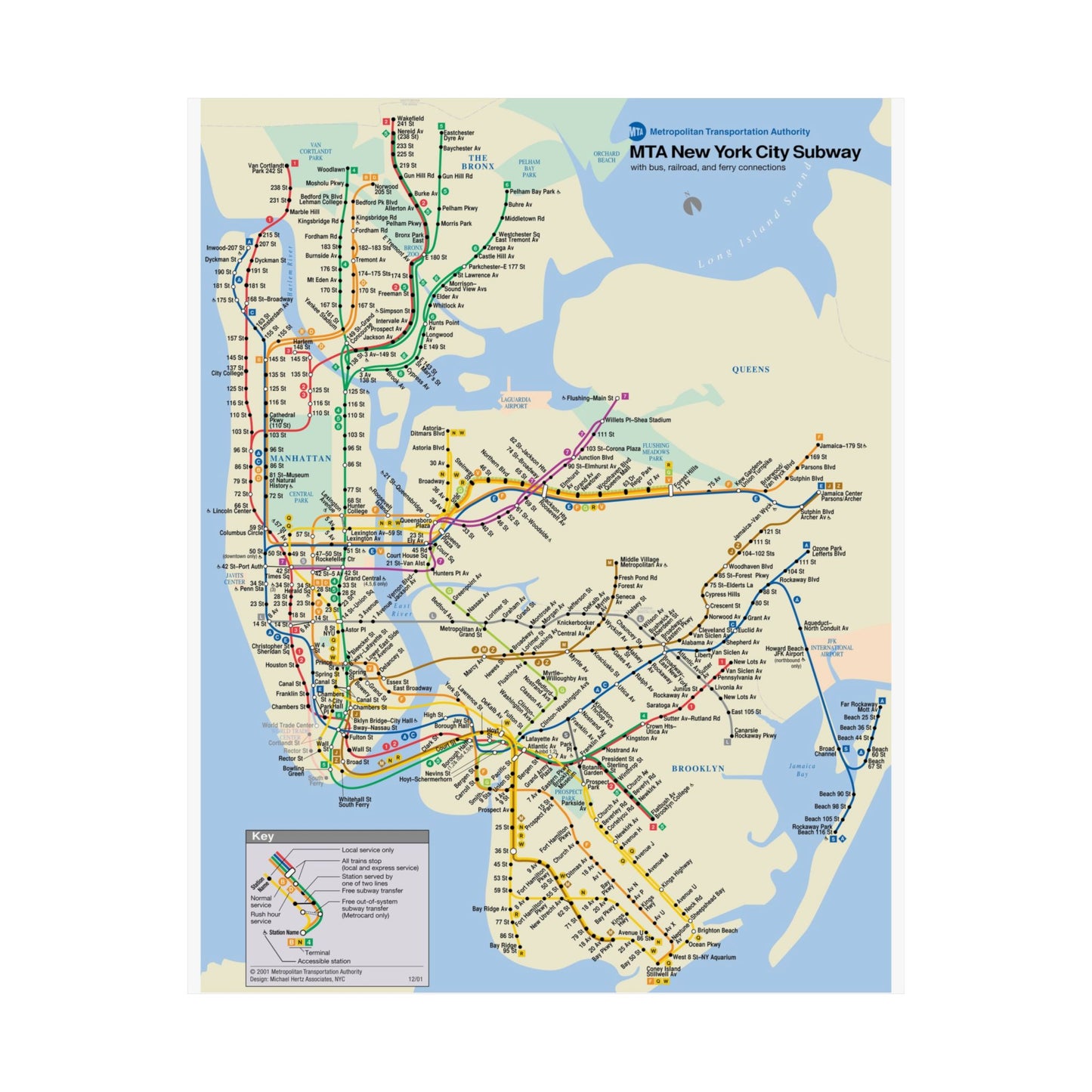 MTA NYC Subway Map Poster December 2001 (3 Months After 9/11)
