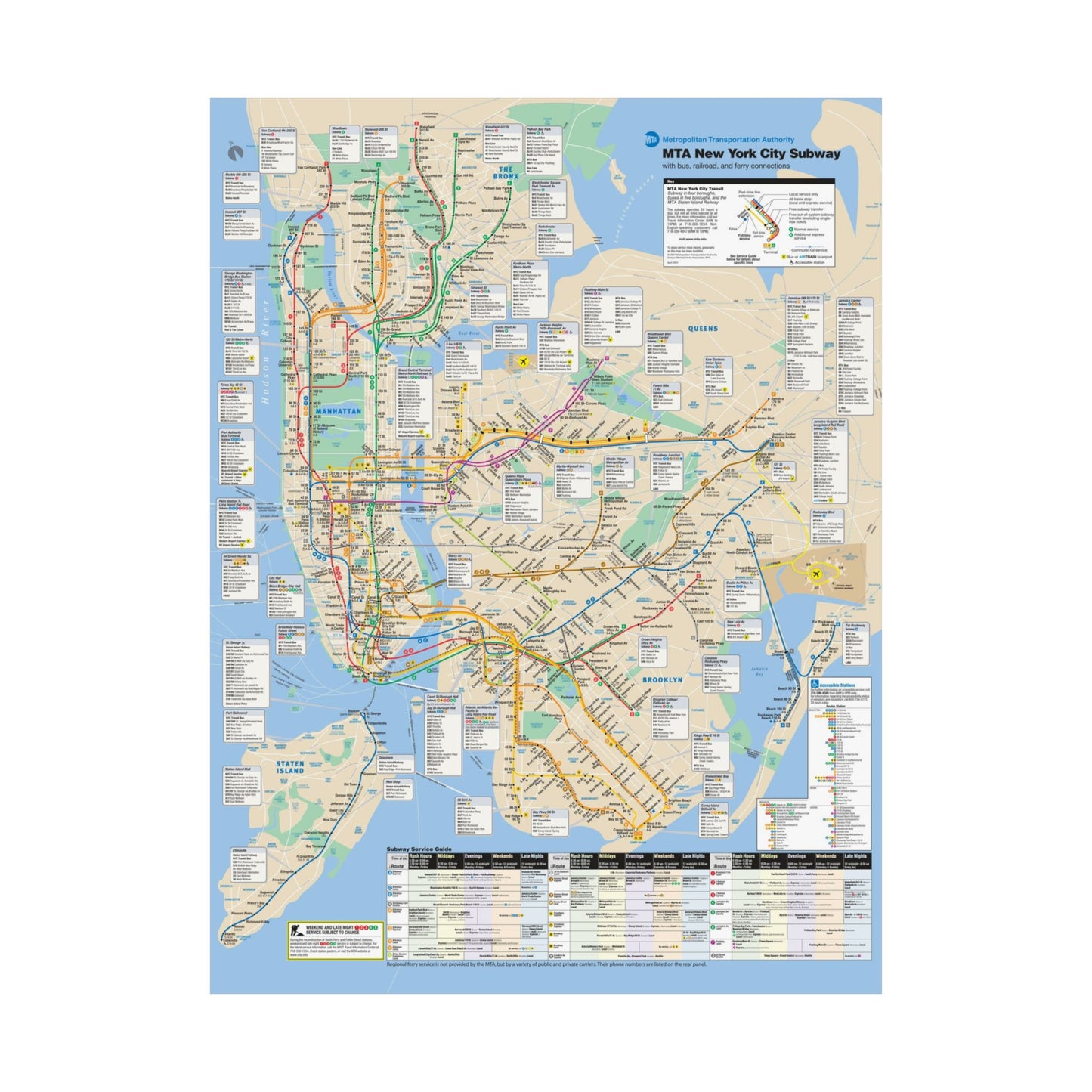 MTA NYC Subway Map April 2007 Poster, Urban Home Decor, City Gifts, Wall Art