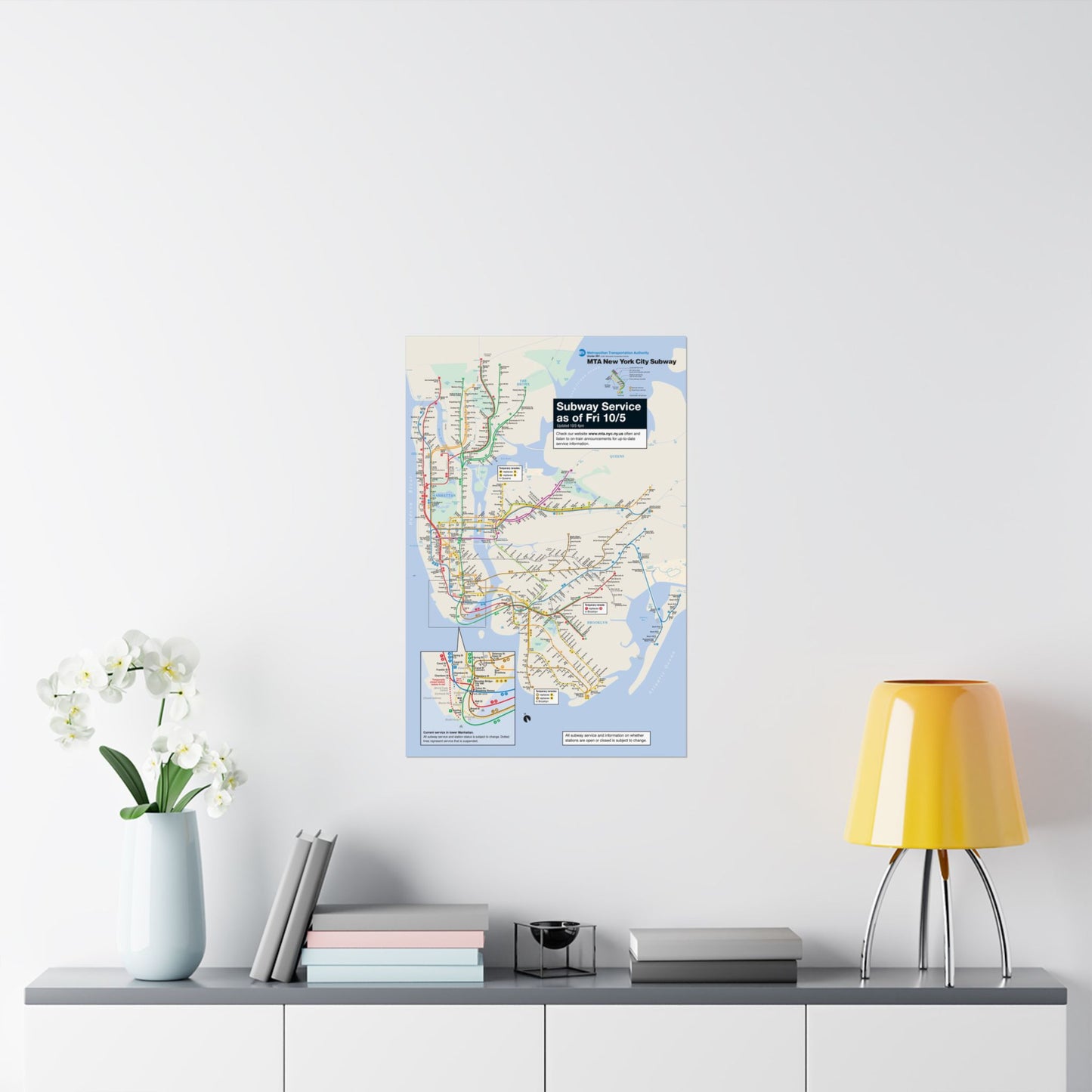 MTA NYC Subway Map Poster October 5, 2001 (1 Month After 9/11)