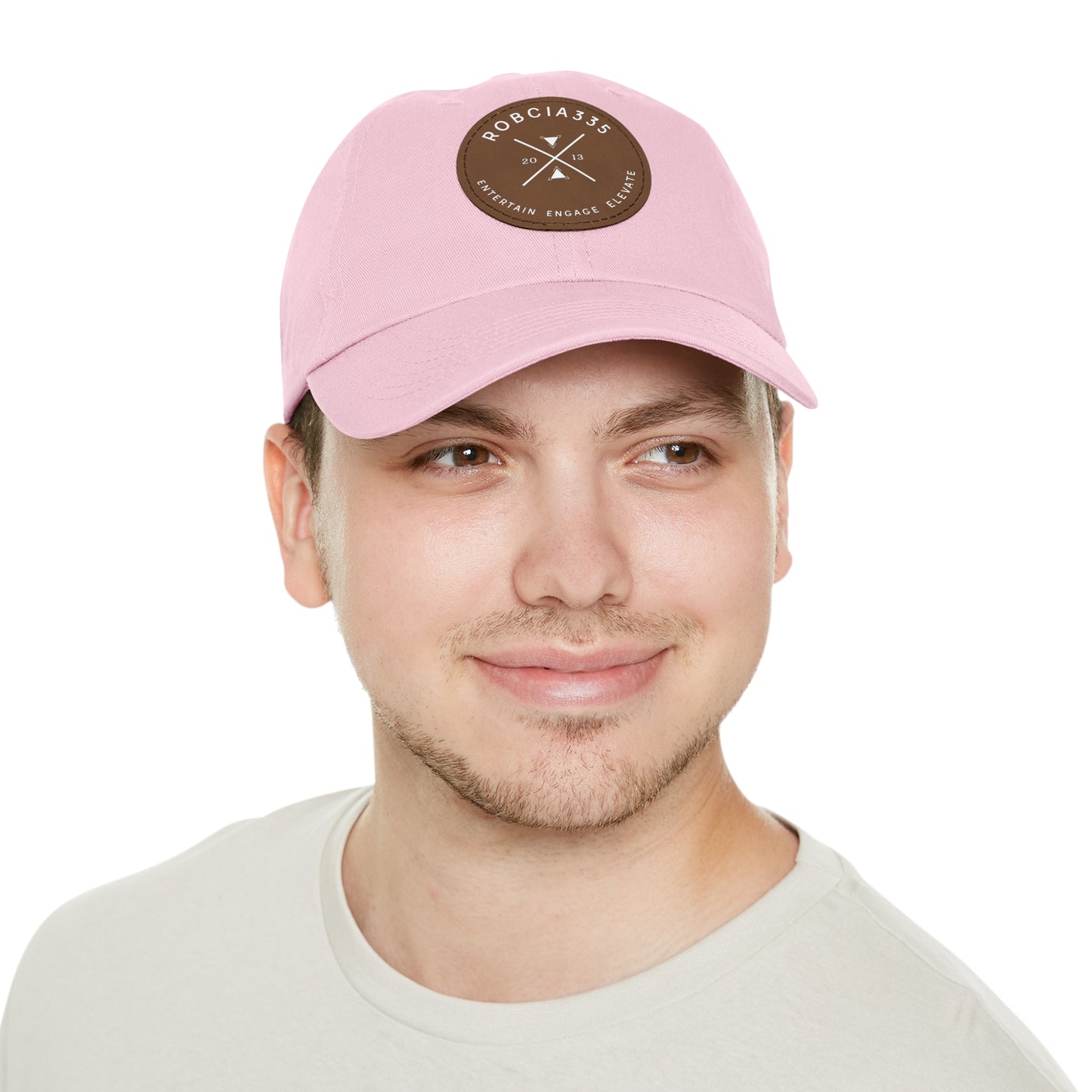 "Robcia335 Est. 2013" Dad Hat with Leather Patch (Round)