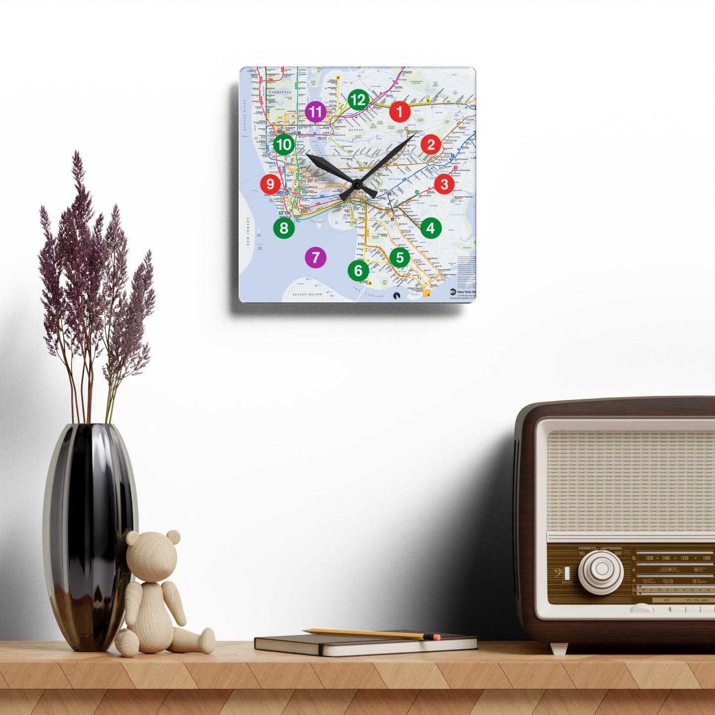 Acrylic (IRT Subway/With Map) Wall Clock