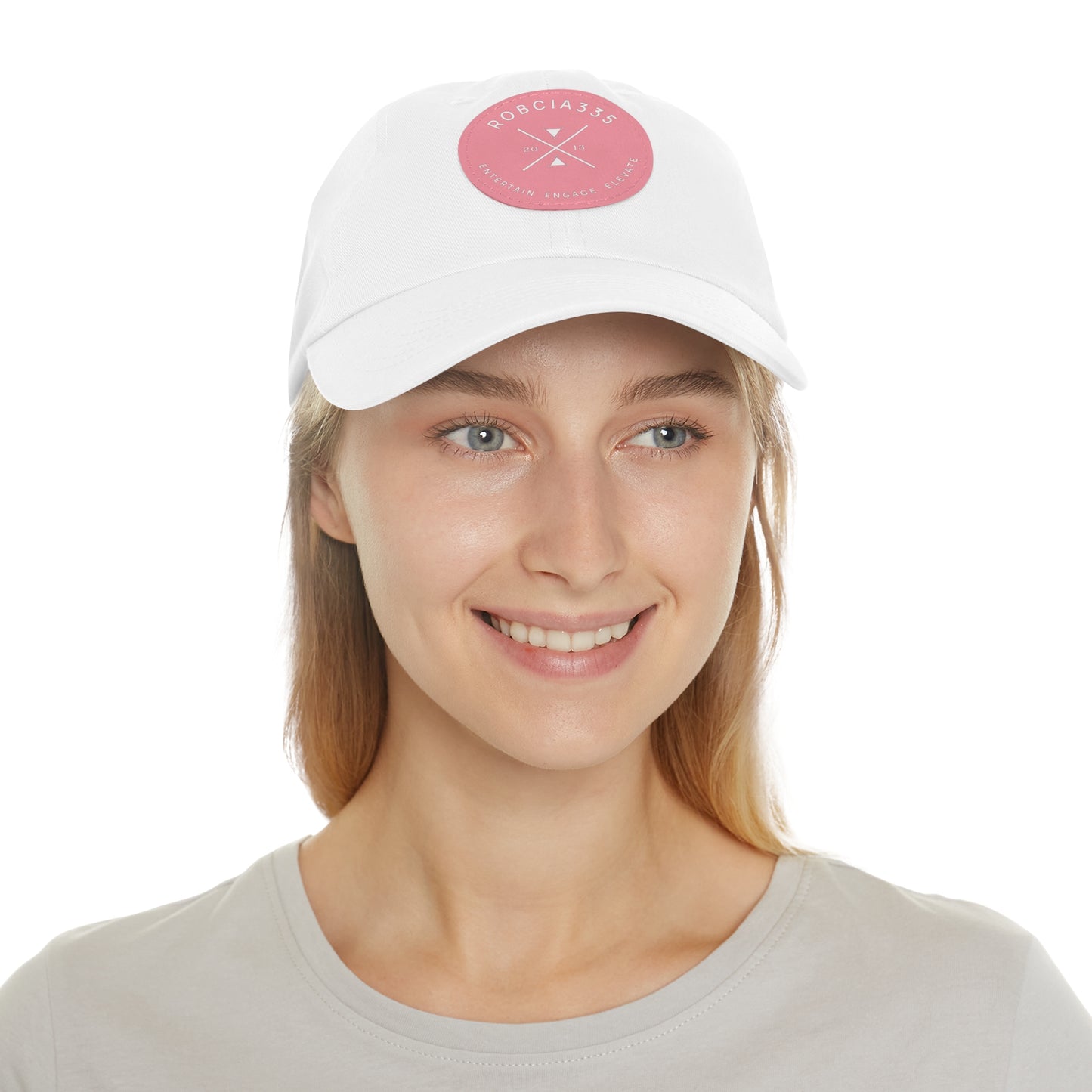 "Robcia335 Est. 2013" Dad Hat with Leather Patch (Round)