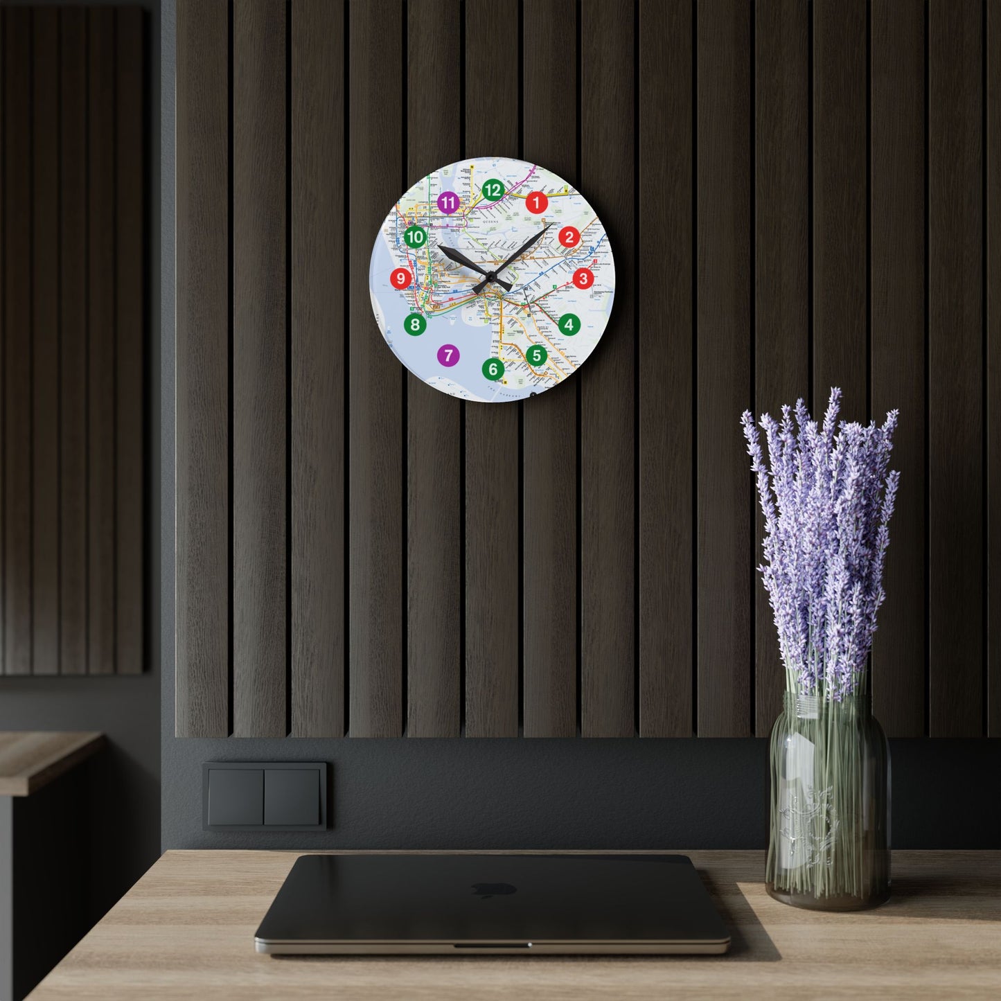 Acrylic (IRT Subway/With Map) Wall Clock