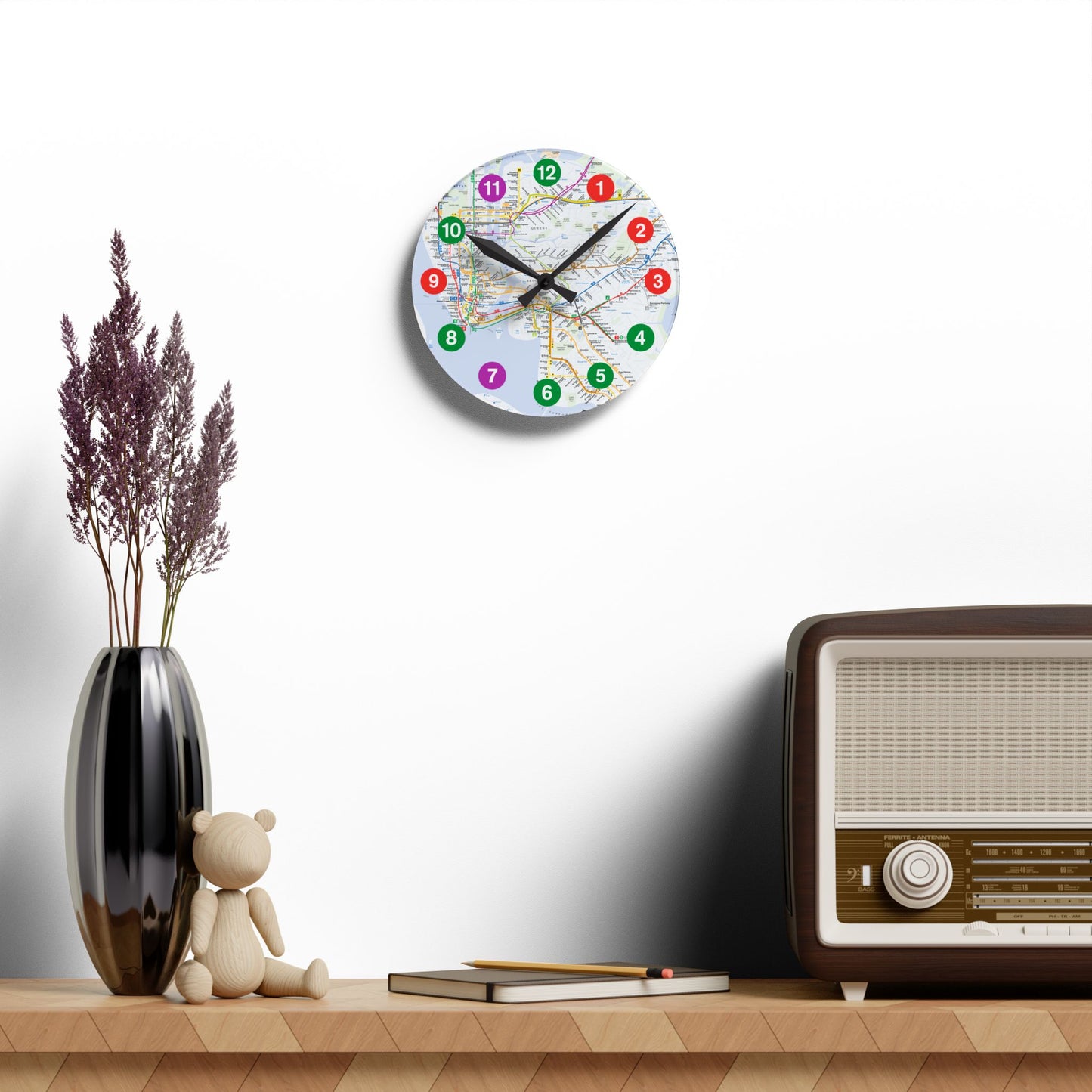 Acrylic (IRT Subway/With Map) Wall Clock