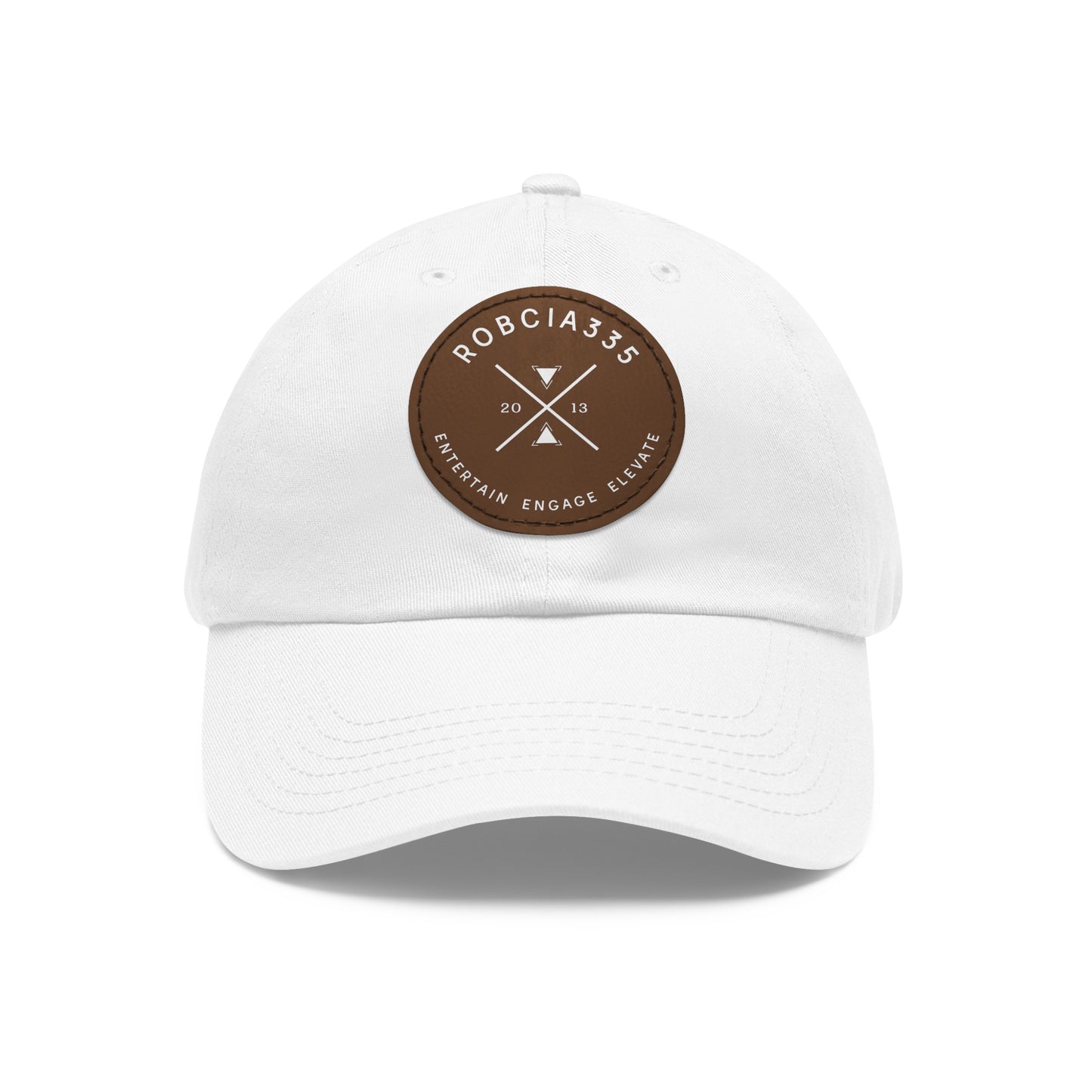 "Robcia335 Est. 2013" Dad Hat with Leather Patch (Round)