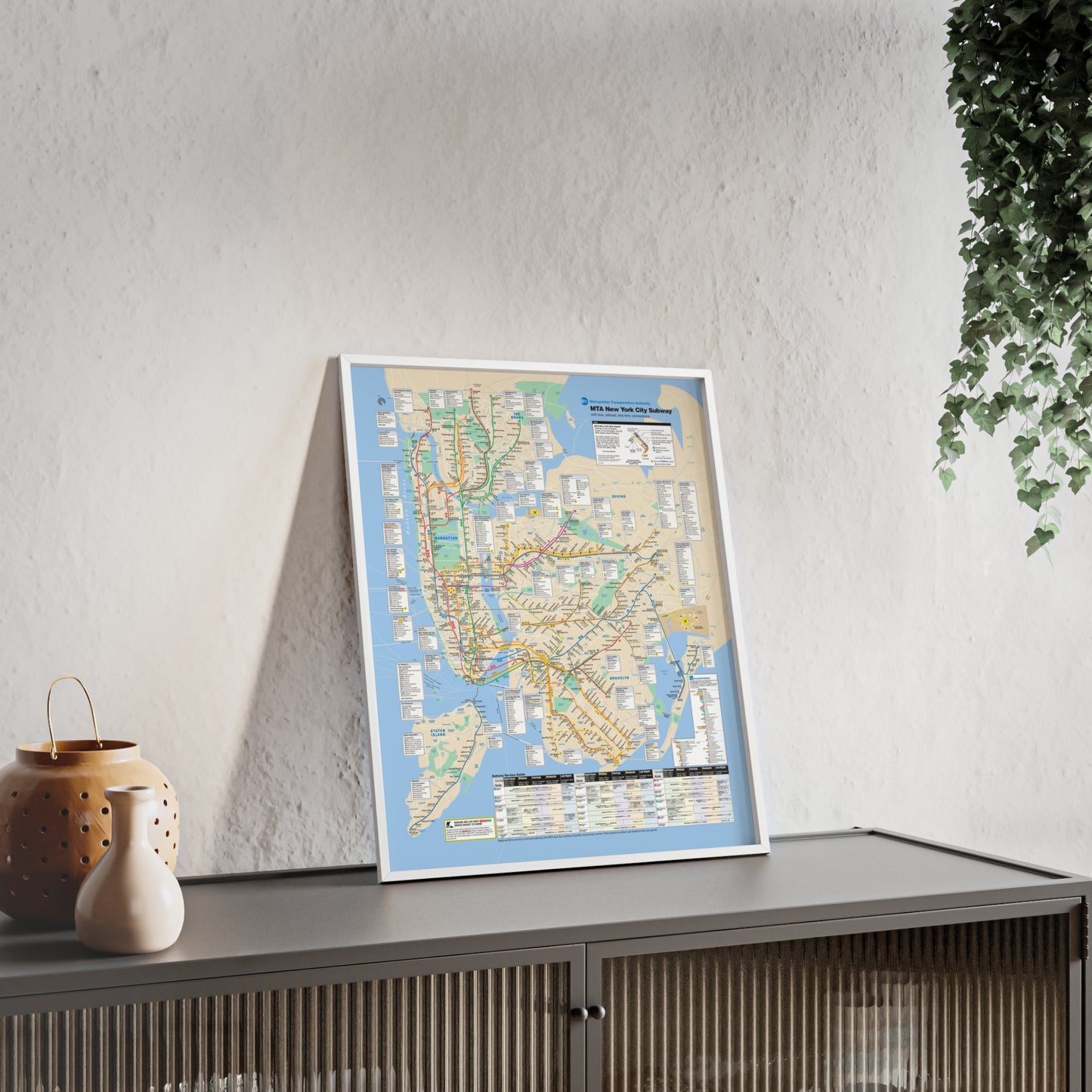 MTA NYC Subway Map April 2007 Poster with Wooden Frame - Wall Art, Home Decor