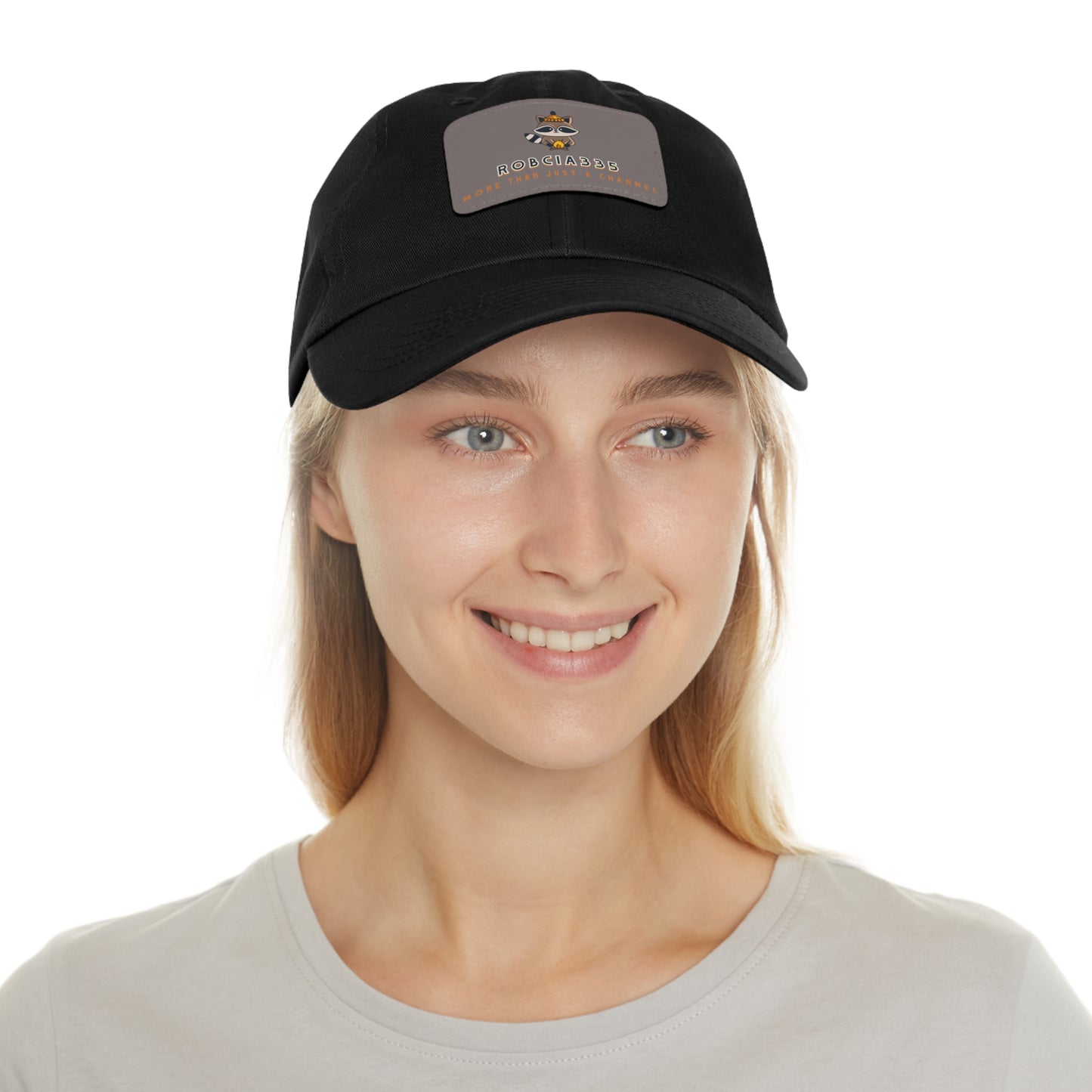 Robcia335 "Racoon" Dad Hat with Leather Patch (Rectangle)