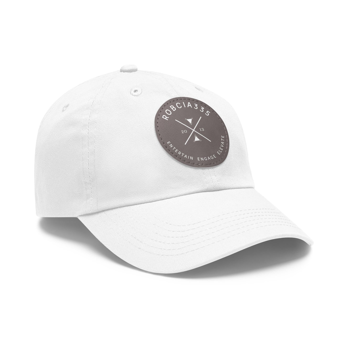 "Robcia335 Est. 2013" Dad Hat with Leather Patch (Round)