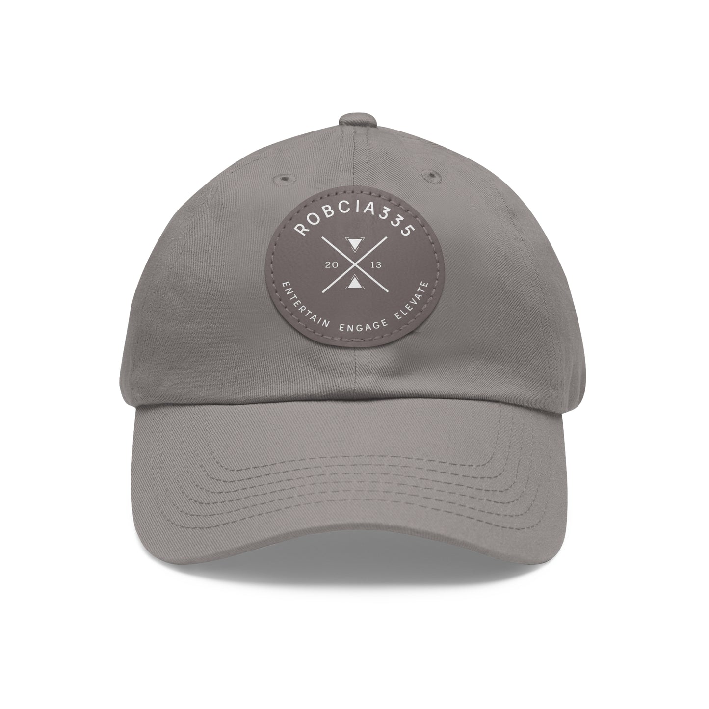 "Robcia335 Est. 2013" Dad Hat with Leather Patch (Round)