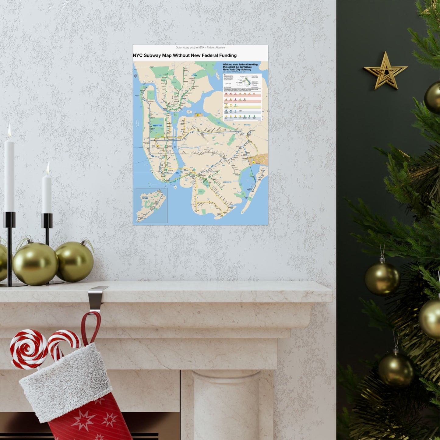 MTA NYC Subway Map 2020 (Without Federal Funding) Poster