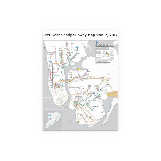 MTA NYC Subway Map (Post Hurricane Sandy) November 2, 2012 (Silk Poster)