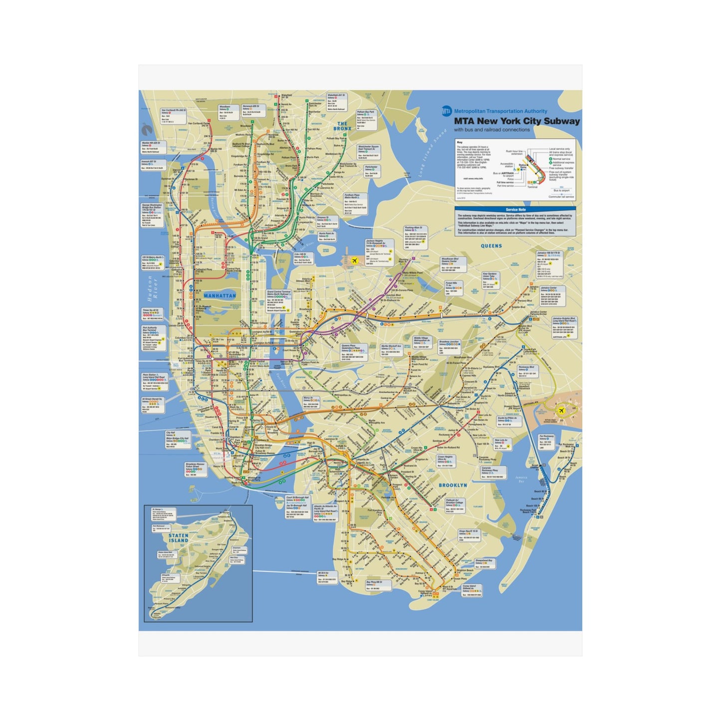 NYC Subway Map June 2010 Wall Art, Matte Vertical Posters, Urban Decor, City Gift
