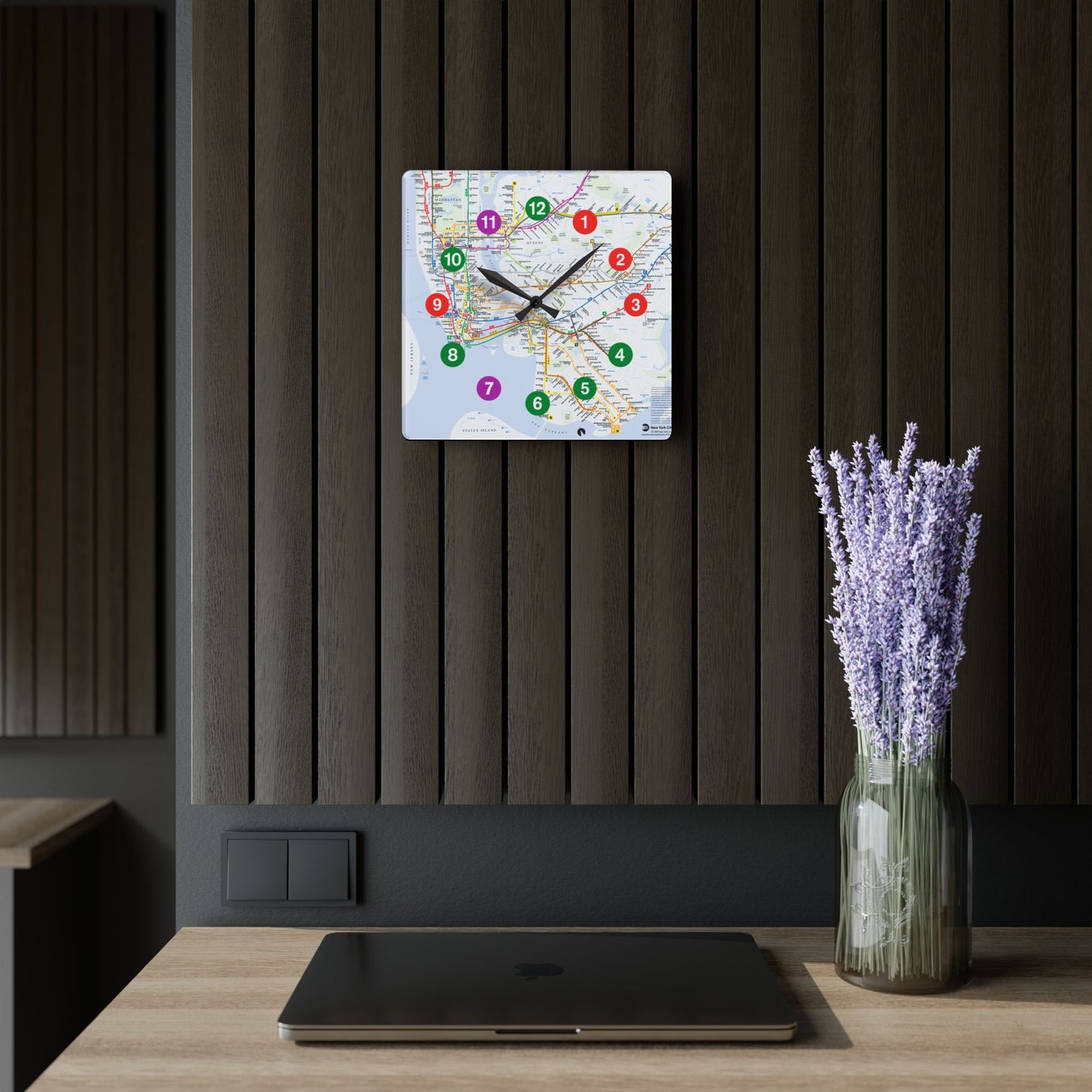 Acrylic (IRT Subway/With Map) Wall Clock