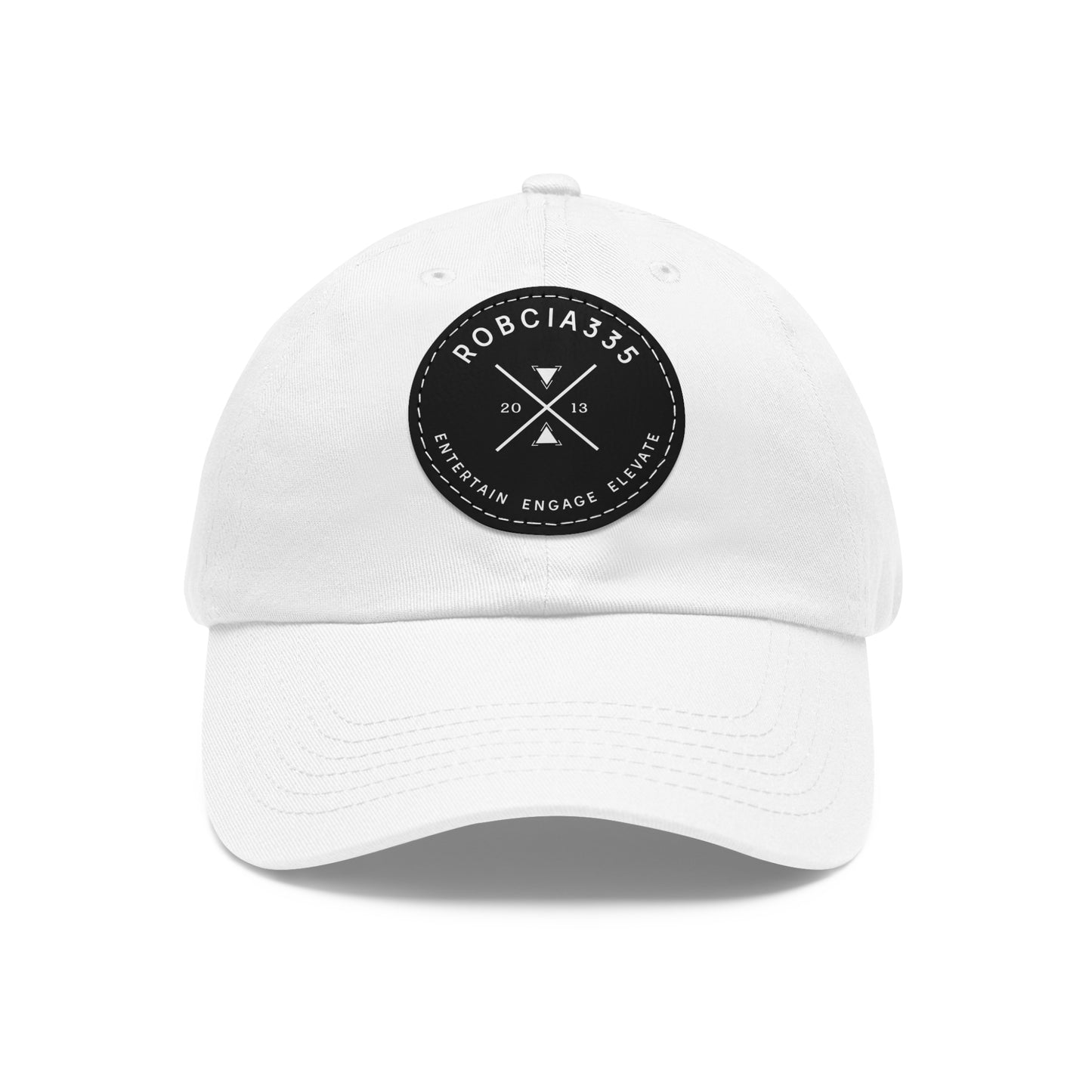 "Robcia335 Est. 2013" Dad Hat with Leather Patch (Round)