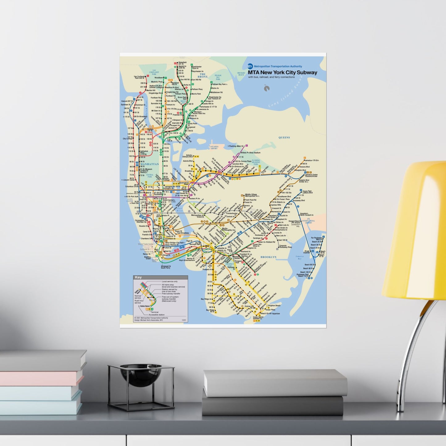 MTA NYC Subway Map Poster December 2001 (3 Months After 9/11)