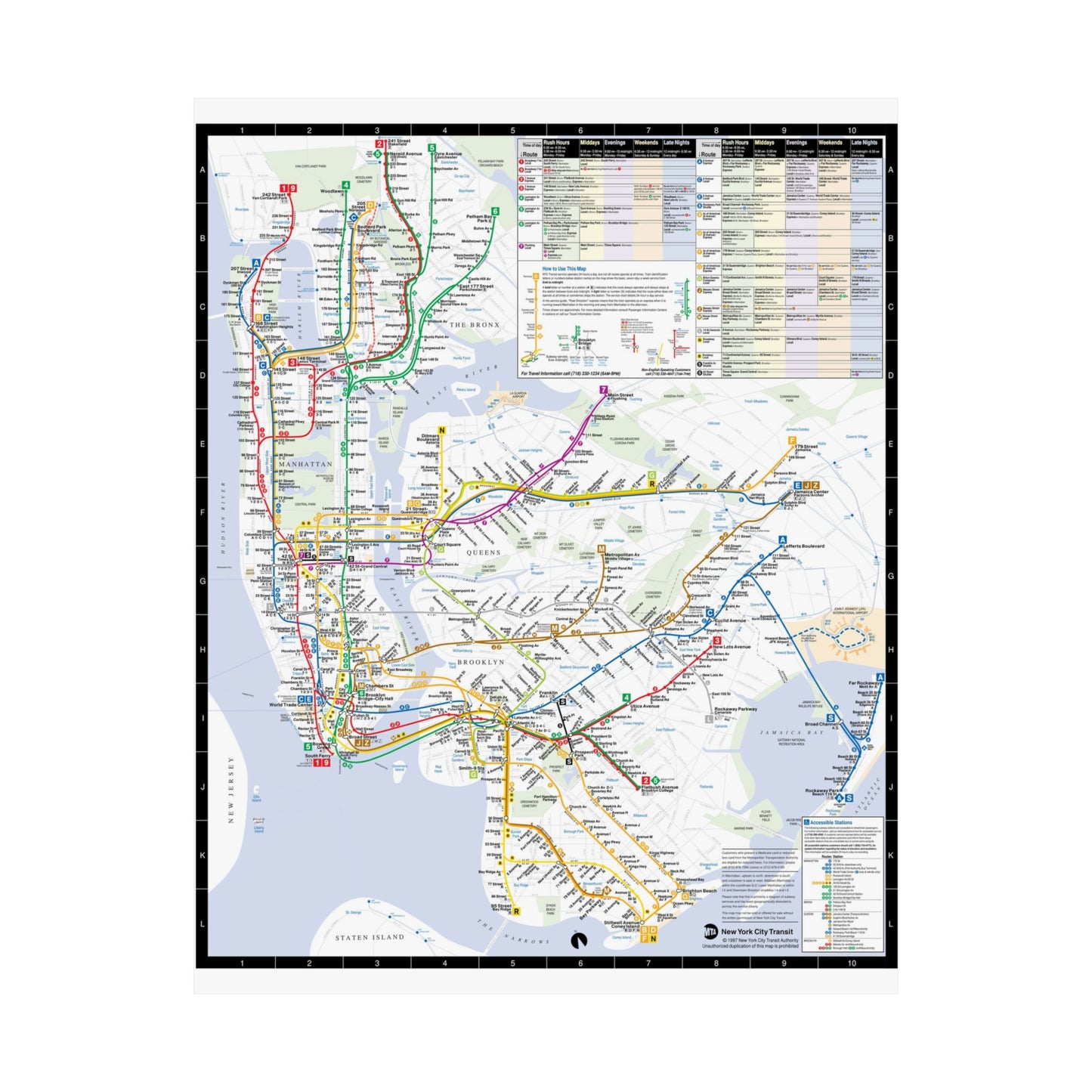 MTA Subway Map 1997 Matte Vertical Posters